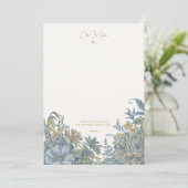 Remerciements Carte Bleue de note florale personnalisée (Debout devant)