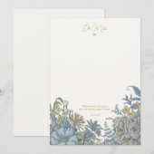 Remerciements Carte Bleue de note florale personnalisée (Devant / Derrière)