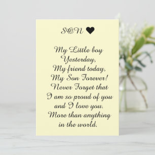 Remerciements Carte Cadeau pour Fils de la part des Parents