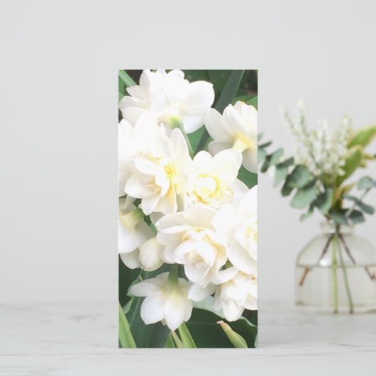 Remerciements Carte crème d'impression de narcisse (Debout devant)