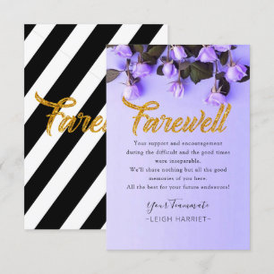 Remerciements Carte d'adieu au collègue de travail Floral Purple