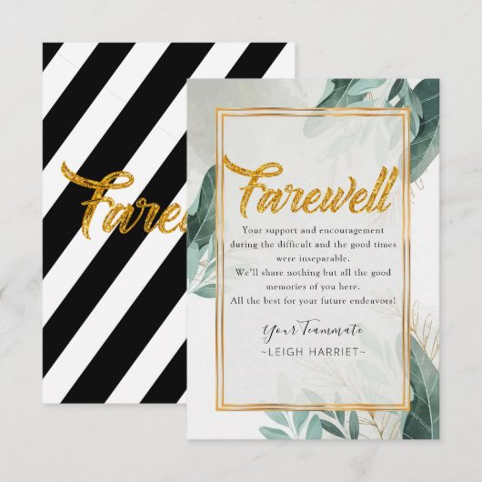 Remerciements Carte d'adieu au collègue de travail Greenery (Devant / Derrière)