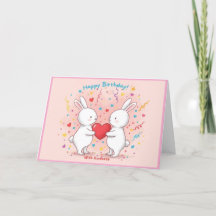 Carte d'anniversaire de Bunny Cute