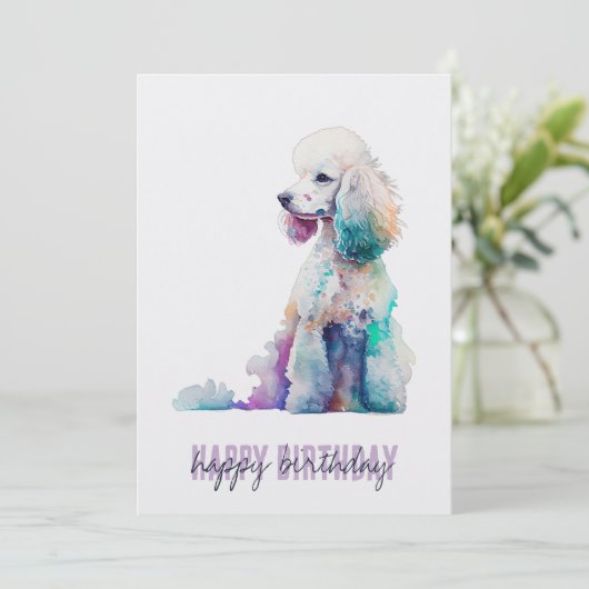 Remerciements Carte d'anniversaire de caniche (Debout devant)