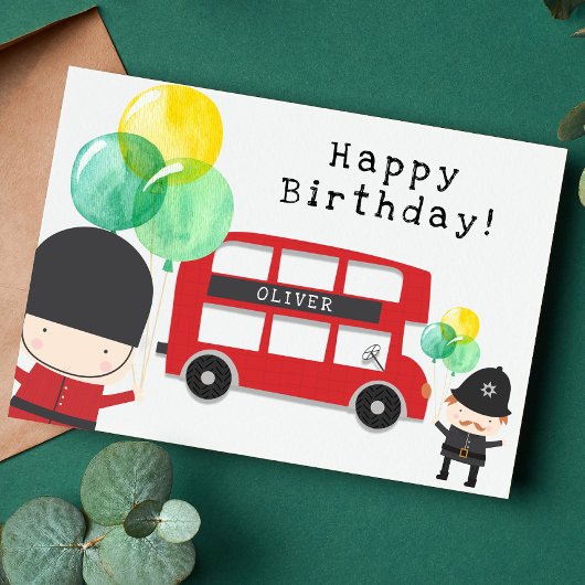 Remerciements Carte d'Anniversaire de enfant du thème du bus de 