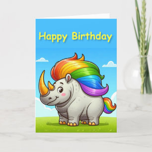 Remerciements Carte d'anniversaire de Fat Rhinoceros