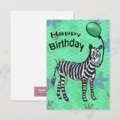 Remerciements Carte d'anniversaire de fête Zebra (Devant / Derrière)