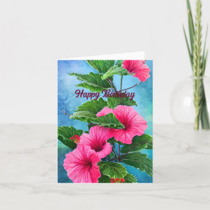Remerciements Carte d'anniversaire de l'Hibiscus rose