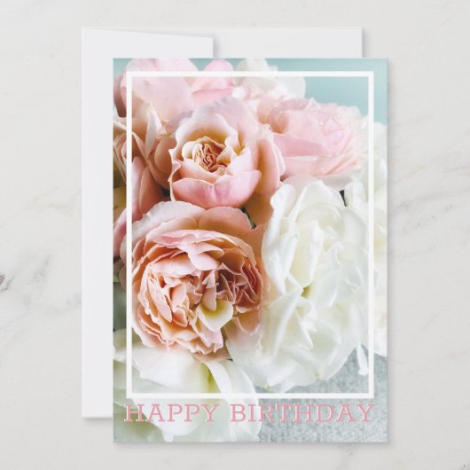 Remerciements Carte d'anniversaire de roses douces et blanches (Devant)