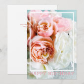 Remerciements Carte d'anniversaire de roses douces et blanches (Devant / Derrière)