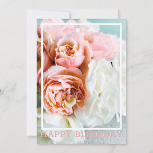 Remerciements Carte d'anniversaire de roses douces et blanches