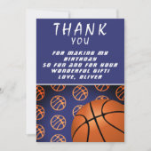 Remerciements Carte d'anniversaire de sports de ballon de basket (Devant)