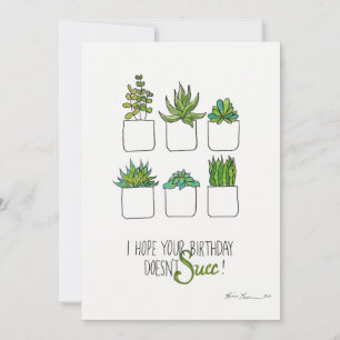 Remerciements Carte d'anniversaire drôle de succulente, carte de