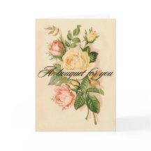 Carte d'anniversaire du bouquet de rose victorienn