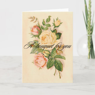 Remerciements Carte d'anniversaire du bouquet de rose victorienn