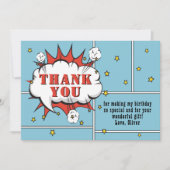 Remerciements Carte d'anniversaire garçon bulle de dialogue BD d (Devant)