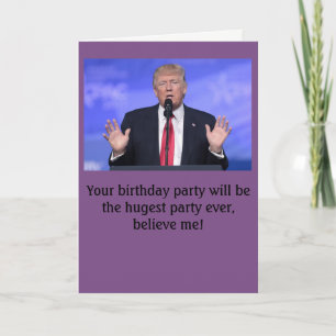 Remerciements Carte d'anniversaire "grande fête" de Donald Trump