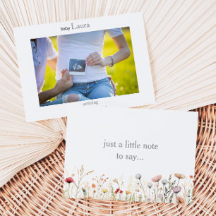 Remerciements Carte d'annonce de naissance bébé Fleurs de prairi