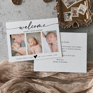 Remerciements Carte d'annonce de naissance de bébé avec photo et