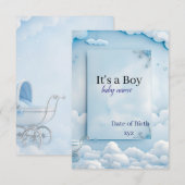 Remerciements carte d'annonce de naissance de bébé garçon (Devant / Derrière)