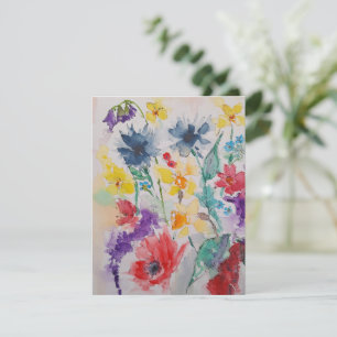 Remerciements Carte d'aquarelle Fleur sauvage de printemps
