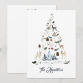 Remerciements Carte d'arbre de Noël des animaux de bois (Devant / Derrière)