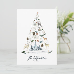 Remerciements Carte d'arbre de Noël des animaux de bois
