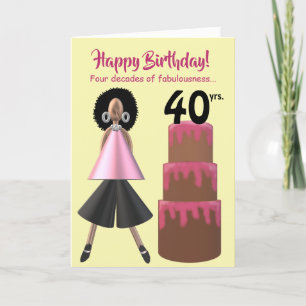 Remerciements Carte de 40e anniversaire de la femme afro-américa