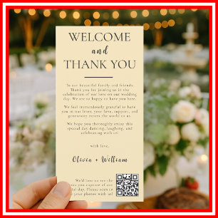Remerciements Carte de bienvenue et de remerciement QR pour mari