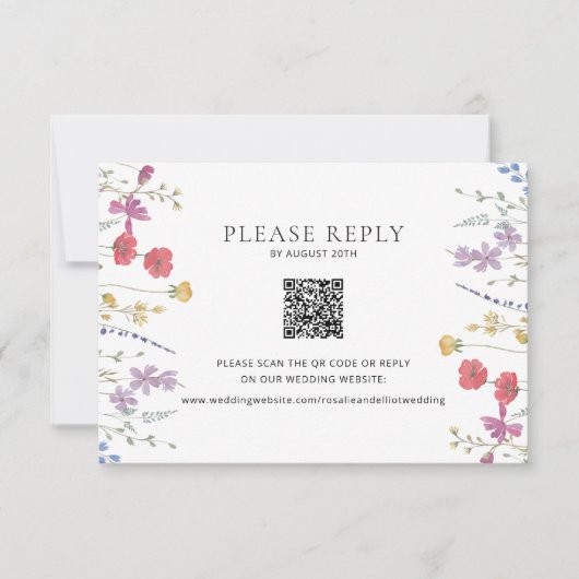Remerciements Carte de boîtier de code QR de mariage fleur sauva (Devant)