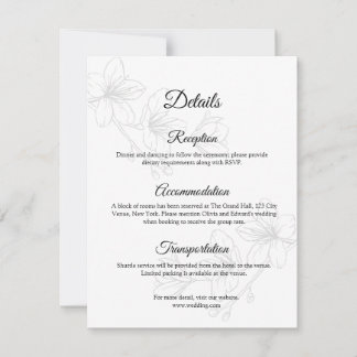 Remerciements Carte de boîtier en ligne florale noire et blanche