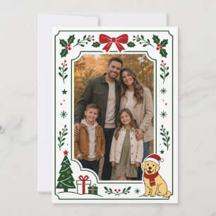 Remerciements Carte de cadre photo de Noël pour famille avec Gol