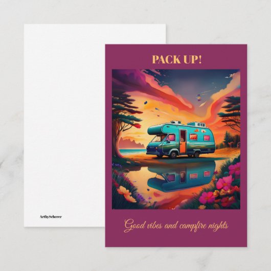 Remerciements Carte de camping : Carte de billet d'aventure exté (Devant / Derrière)