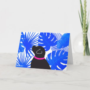 Remerciements Carte de chien jaune bleu blanc Tropical Island