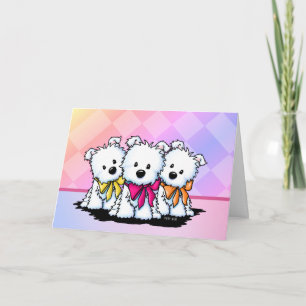 Remerciements Carte de chiots Westie Trio pliée