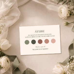 Remerciements Carte de code vestimentaire de mariage vert olive
