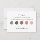 Remerciements Carte de code vestimentaire de mariage vert olive (Devant)