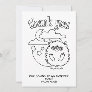 Remerciements Carte de coloriage pour enfants monstres, cadeau d
