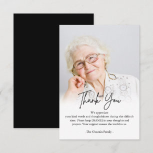 Remerciements Carte de condoléances photo minimaliste pour funér