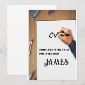 Remerciements Carte de Cool d'entrevue de bon travail (Devant / Derrière)