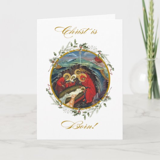 Remerciements Carte de crèche Holly Wreath (Devant)