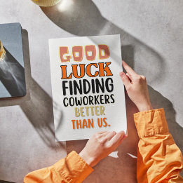 Remerciements Carte de départ amusante pour les femmes hommes, l