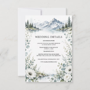 Remerciements Carte de détails de mariage au lac de montagne
