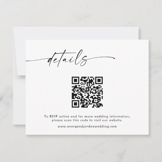 Remerciements Carte de détails de site Web de mariage avec code (Devant)