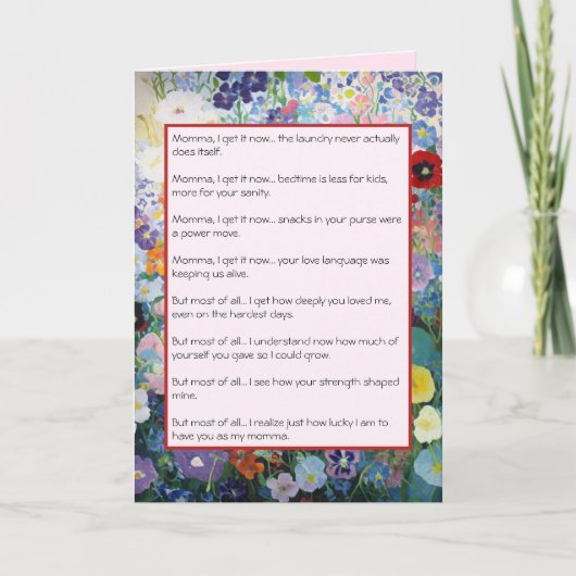 Remerciements Carte de fête des mères (Devant)