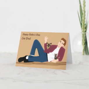 Remerciements Carte de Fête des pères papa chat Homme avec chats