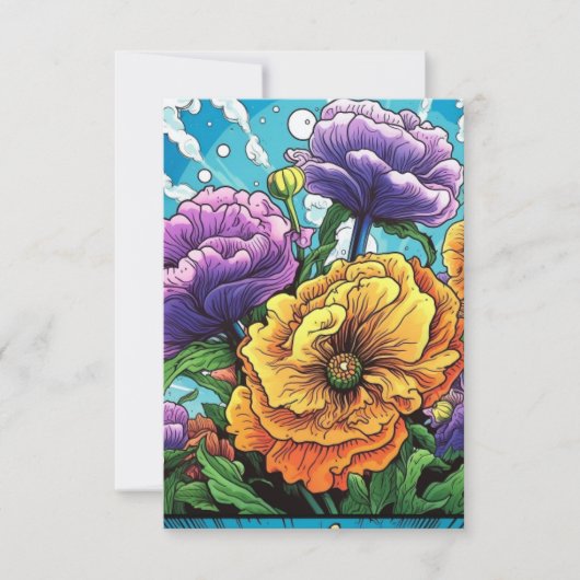 Remerciements Carte de fleurs gras (Devant)
