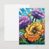 Remerciements Carte de fleurs gras (Devant / Derrière)