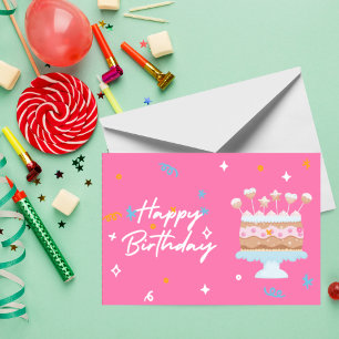 Remerciements Carte de gâteau d'anniversaire rose mignonne - Ann