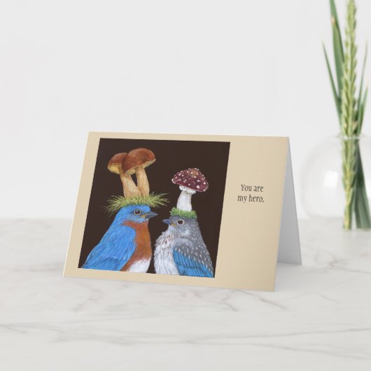 Remerciements Carte de héros aux oiseaux bleus (Devant)